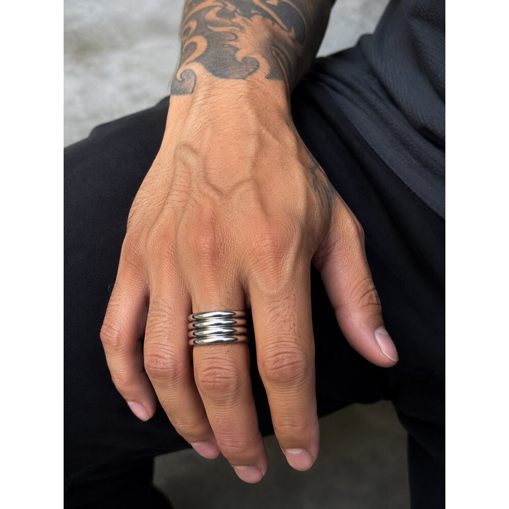 Vitaly Stainless Steel Quad Band Ring Size 9